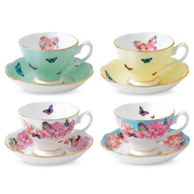Royal Albert - Mixed Patterns Teacup & Saucer, Set of 4